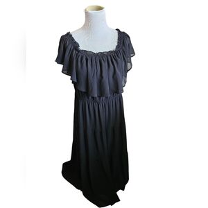 Pin Up Fashion Elegant Black Ruffle Dress Womens Size 18 W.